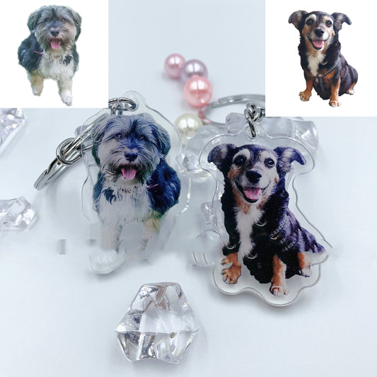 Llavero de acrílico personalizado con foto de mascota