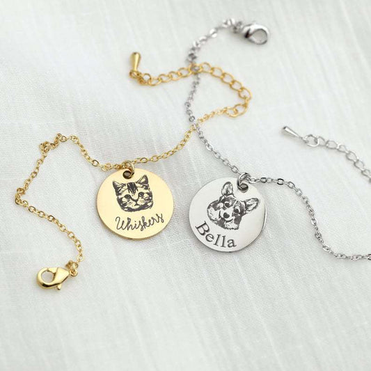 Pulsera metálica personalizada con foto de mascota